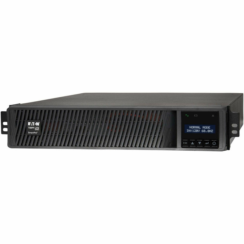 Front view of rack-mounted Tripp Lite SMART2200RMXL2U UPS showing display panel