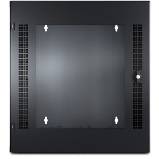 Rear view of APC NetShelter WX 13U rack showing mounting points and ventilation system