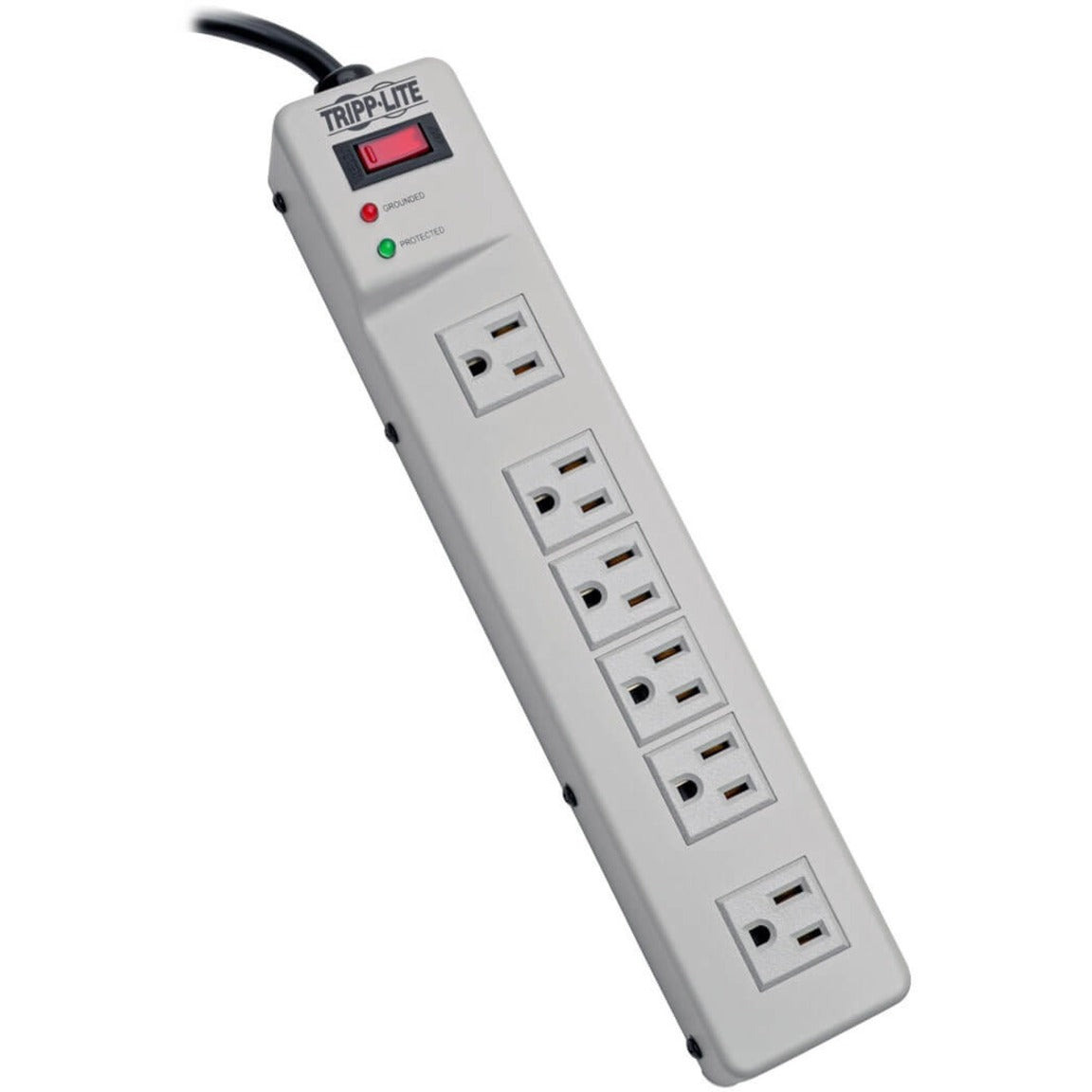 Tripp Lite TLM626 surge protector showing 6 outlets in a row with LED status indicators-alternate-image1