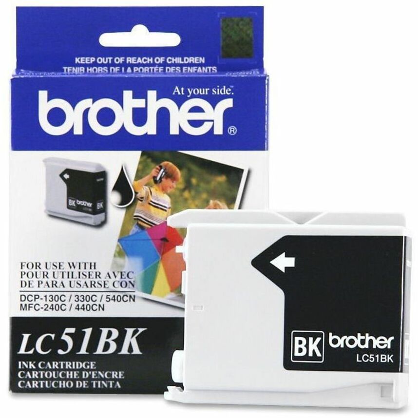 Brother LC51BK Original Black Ink Cartridge, 500 Page Yield, Compatible with DCP & MFC Series Printers and IntelliFax Machines - LC51BK (90 Day Warranty)