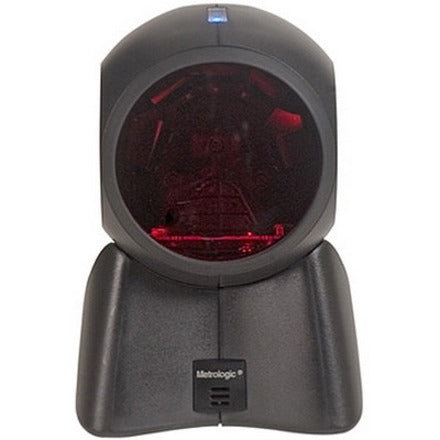 Front view of Honeywell Orbit MS7120 scanner displaying red scanning window and adjustable scan head-alternate-image2