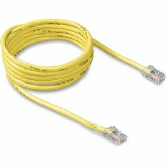 3-foot yellow Belkin Cat5e network patch cable with molded RJ45 connectors on both ends