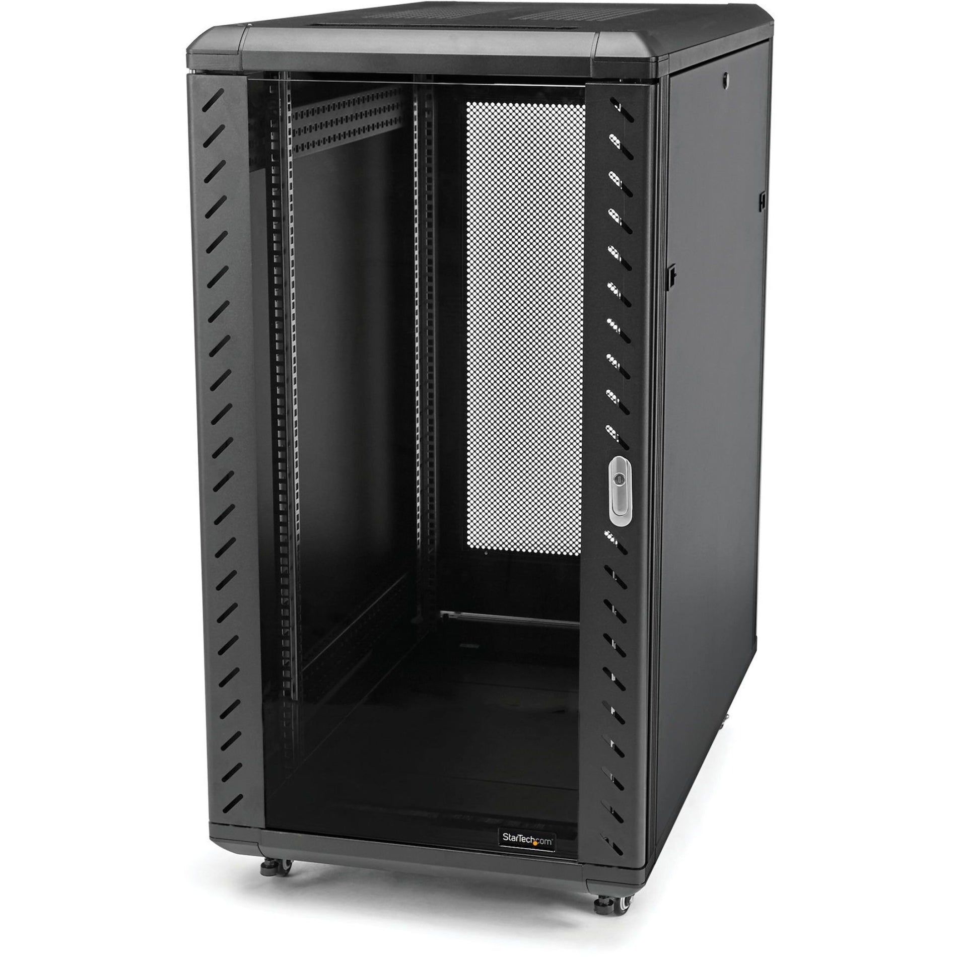 StarTech.com RK2236BKF DURARAK 22U 36in Knock-Down Server Rack Cabinet with Casters, Easy Assembly, Glass Door