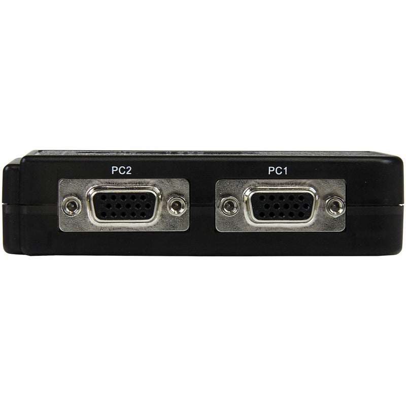 Rear view of StarTech KVM switch showing dual VGA ports for PC connections