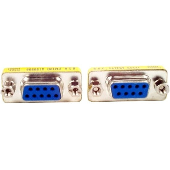 StarTech.com DB9 serial female-to-female gender changer adapter showing blue-colored pin connectors with metal housing