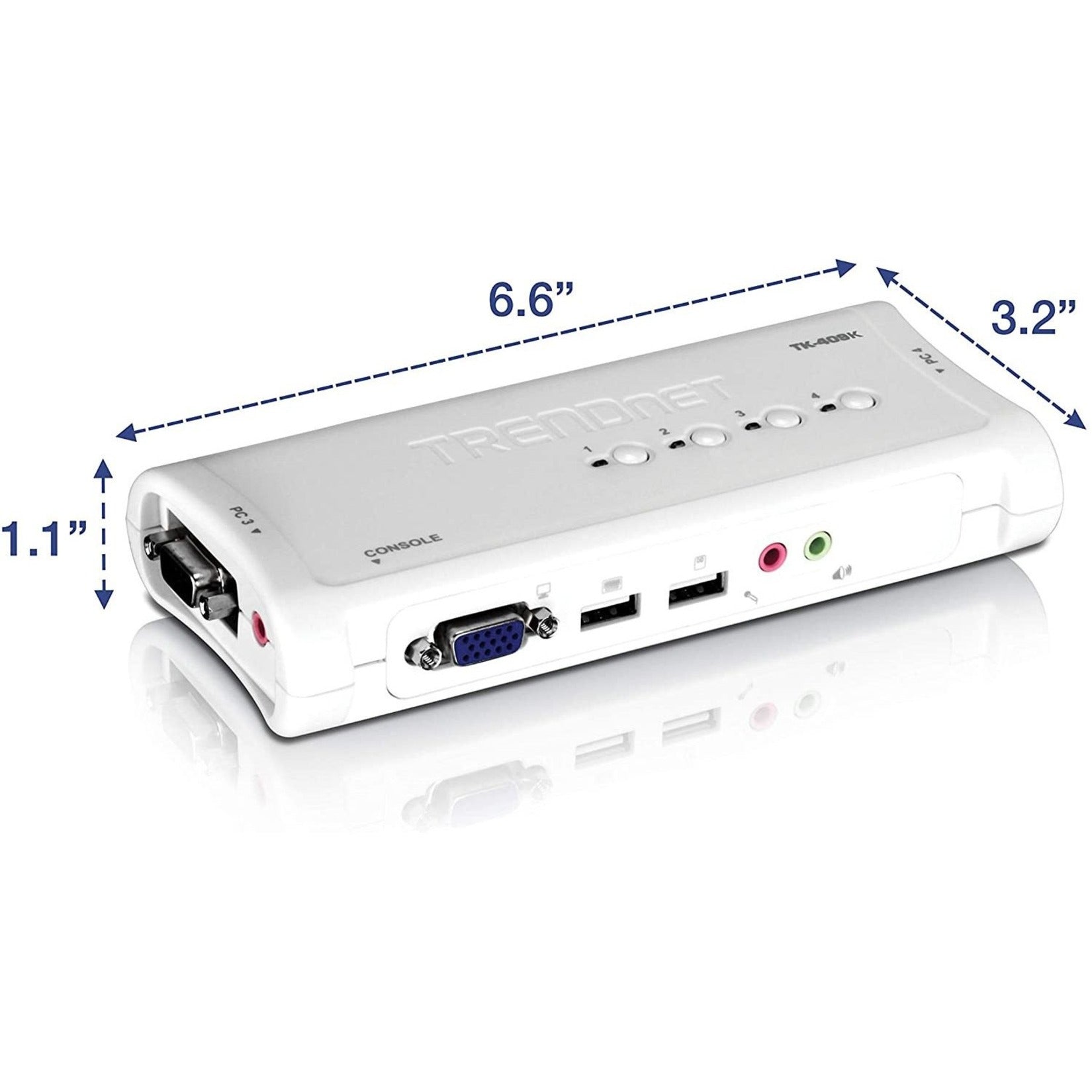 TRENDnet TK-409K 4-Port USB KVM Switch Kit with Audio, Manage 4 Computers, Plug and Play, Hot Pluggable