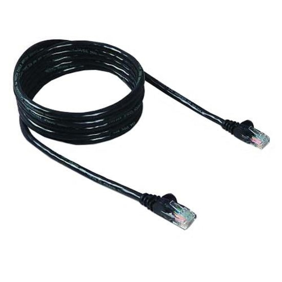 Black Belkin Cat6 network cable with snagless RJ-45 connectors showing coiled cable design-alternate-image1