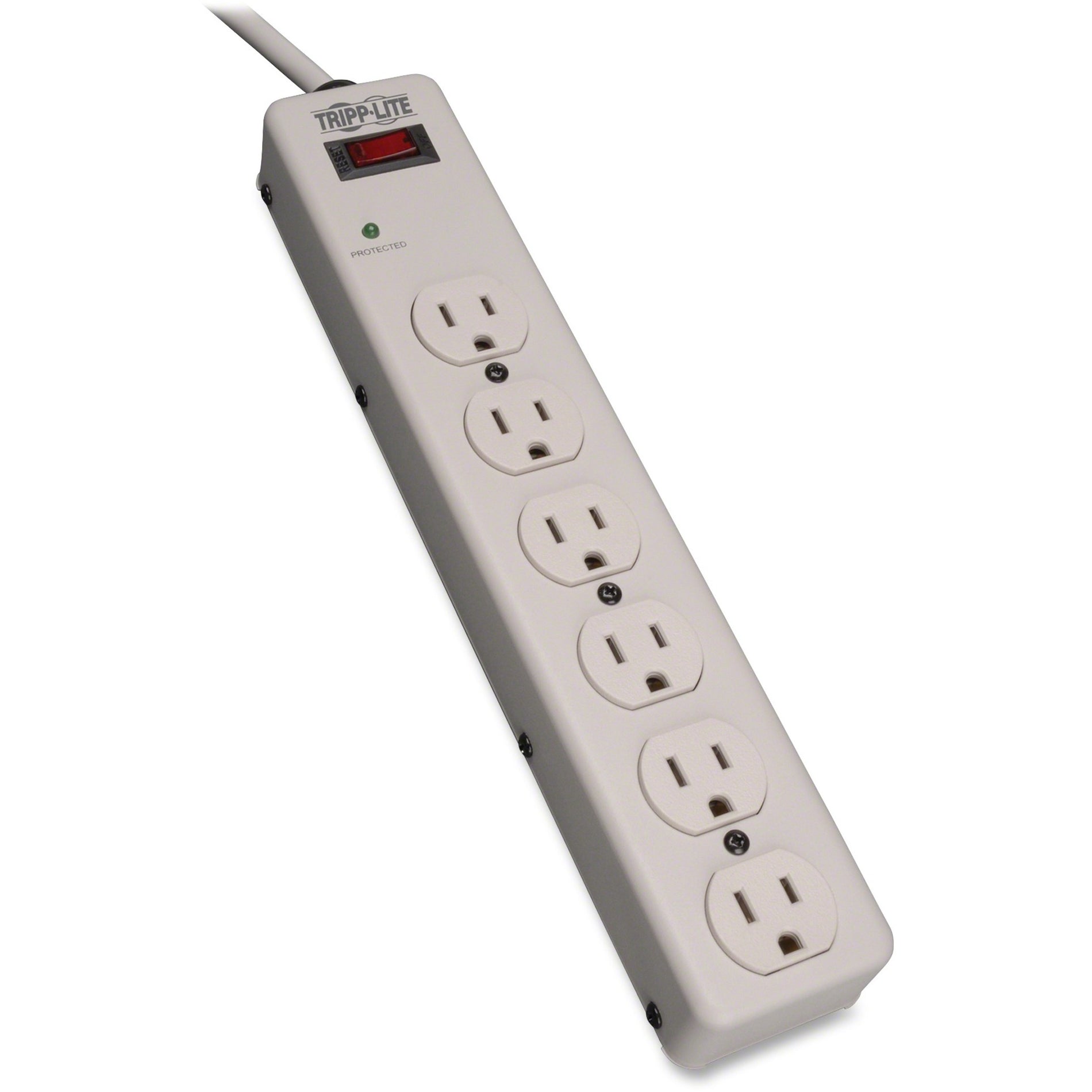 Tripp Lite TLM606HJ 6-outlet surge protector with power switch and LED indicator in white housing-alternate-image1