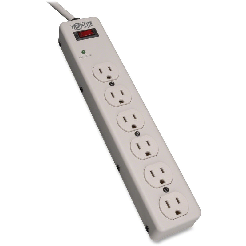 Tripp Lite TLM606HJ 6-outlet surge protector with power switch and LED indicator in white housing