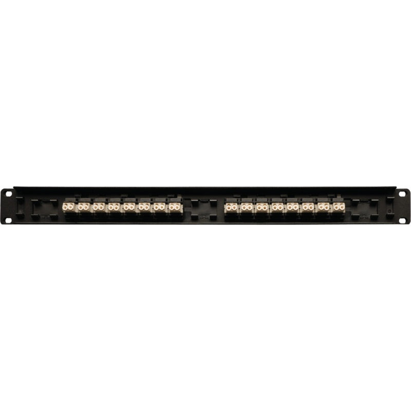 Detailed view of Tripp Lite fiber patch panel highlighting port accessibility and sturdy construction