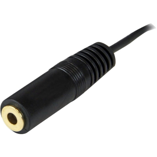 Close-up of StarTech.com audio cable's female 3.5mm connector showing gold-plated socket