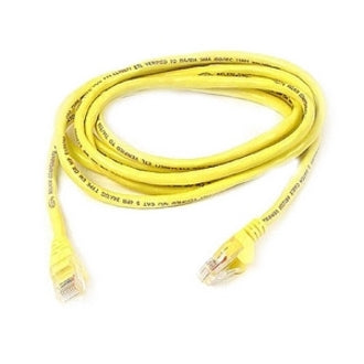 Yellow 50-foot Belkin Cat5e network patch cable with snagless RJ-45 connectors