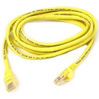 7-foot yellow Belkin Cat5e network patch cable with RJ-45 connectors and snagless boots