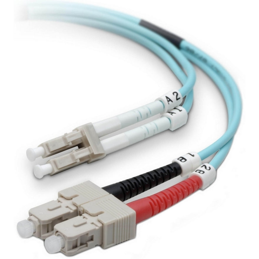 Belkin F2F402L7-02M-G Fiber Optic Duplex Patch Cable, 10G Aqua, 2m