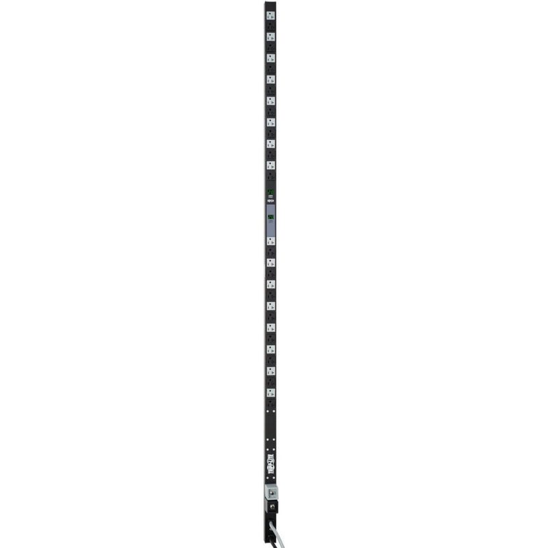 Vertical PDU showing 32 NEMA outlets arranged in alternating black and white configuration