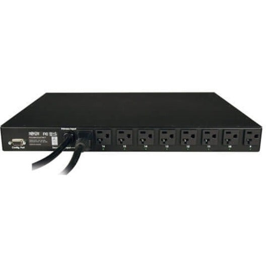 Side angle view of PDUMH20ATNET PDU showing streamlined design and outlet arrangement