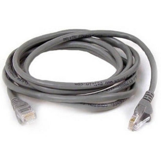 Gray 50-foot Belkin Cat 5E network cable with RJ-45 connectors and snagless boots