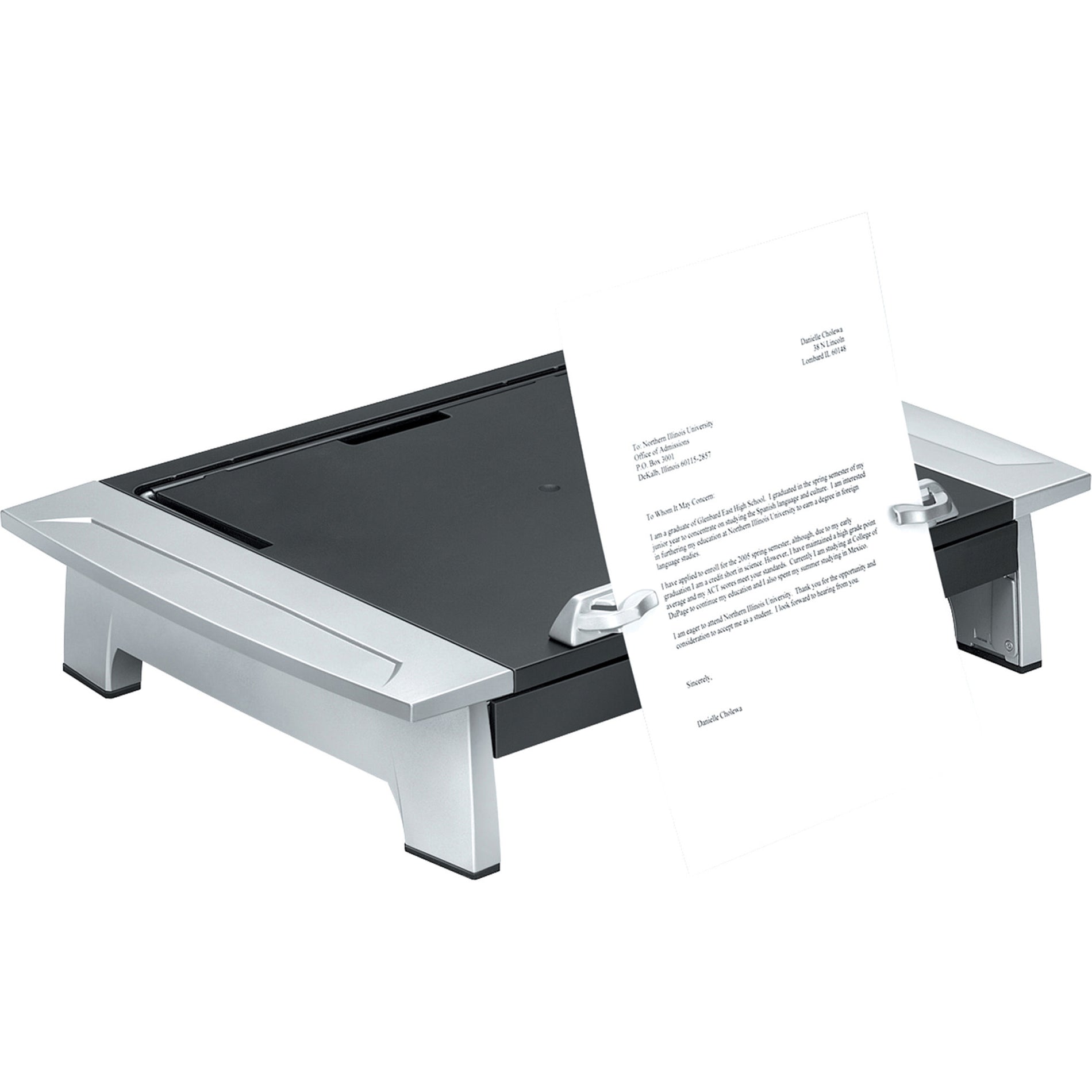 Fellowes 8036601 Oficina Suites Soporte de Monitor Estándar Plus Altura Ajustable Soporte de Documentos Cajón de Almacenamiento