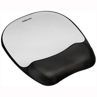 Fellowes 9175801 Memory Foam Mouse Pad/Wrist Rest Striscia Argento - Base Antiscivolo Sollievo dalla Pressione Ergonomico Resistente Confortevole Morbido