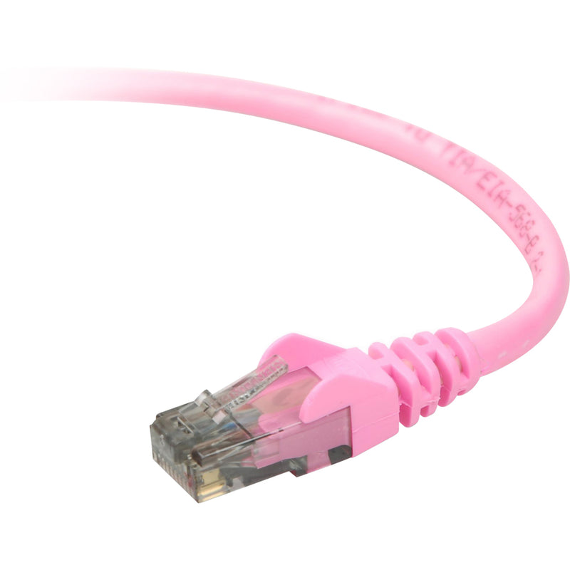 Belkin Cat 6 pink network cable with transparent RJ-45 connector and snagless boot design