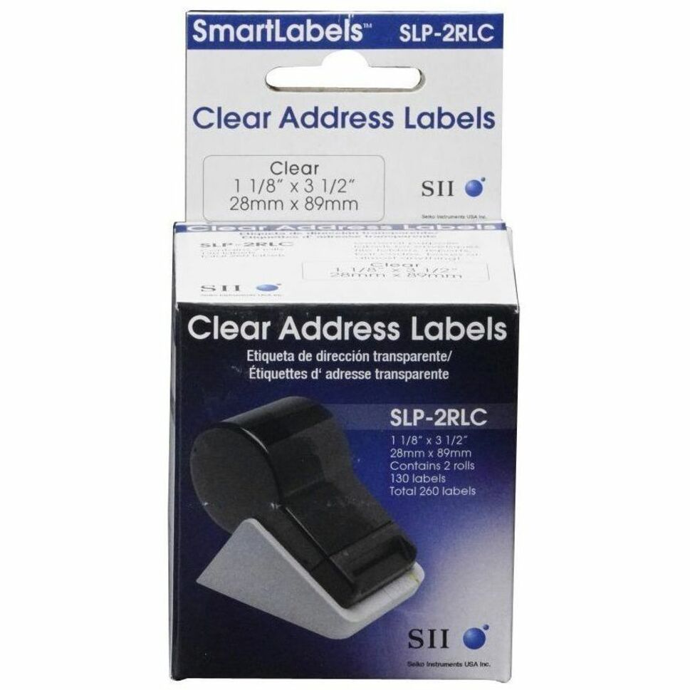 Seiko SLP-2RLC Self-adhesive Address Labels, Clear, 3 1/2" x 1 1/10", 130 Labels per Roll