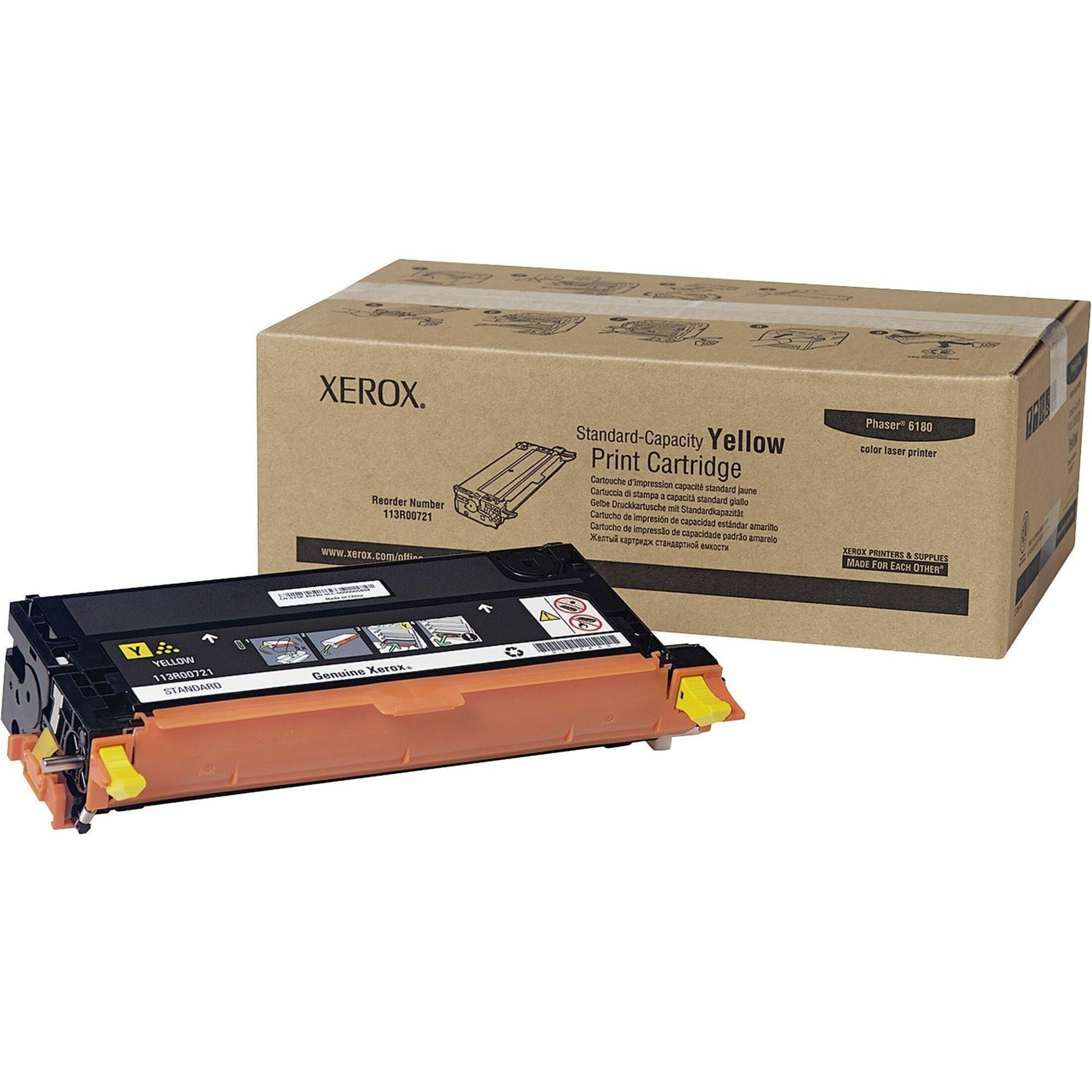 Xerox 113R00721 Phaser 6180 Série Cartouche d'impression Standard Jaune - Cartouche de toner laser