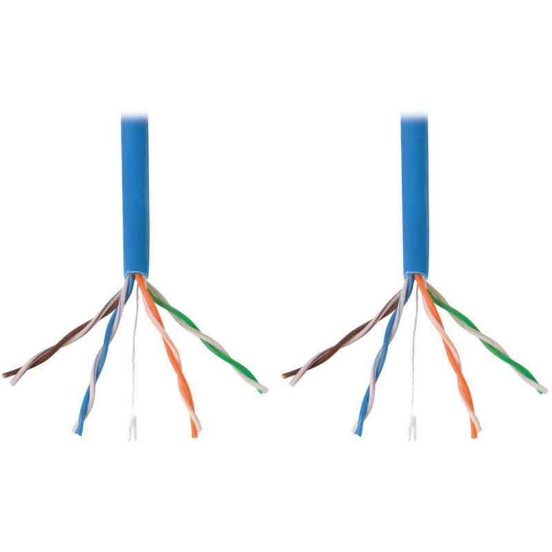 Close-up of Cat5e cable internal wire pairs showing construction