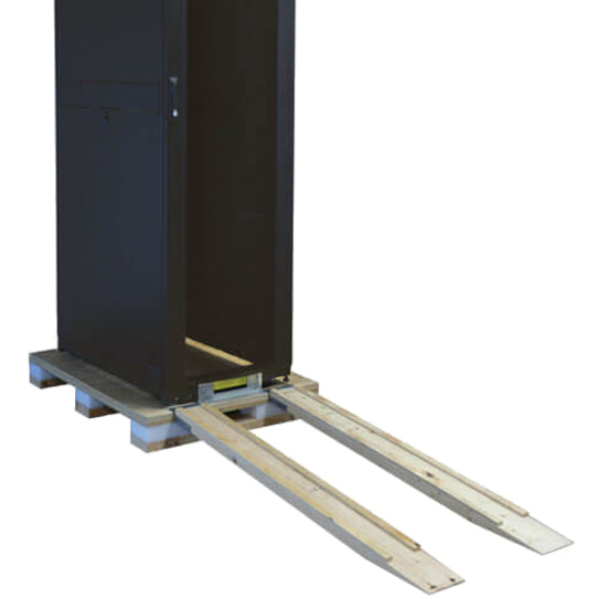 Base view of SR42UBSP1 showing shock pallet system and loading ramps