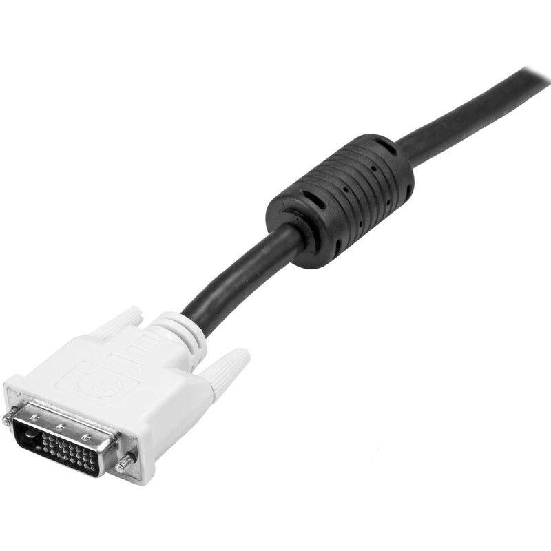 Close-up view of StarTech.com DVI-D connector with strain relief and white housing