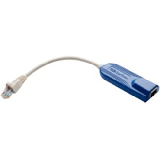 Raritan D2CIM-PWR network cable with white cable and blue connector interface for KVM switch connectivity