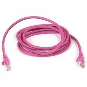 25-foot pink Cat6 network cable with RJ-45 connectors and snagless boots