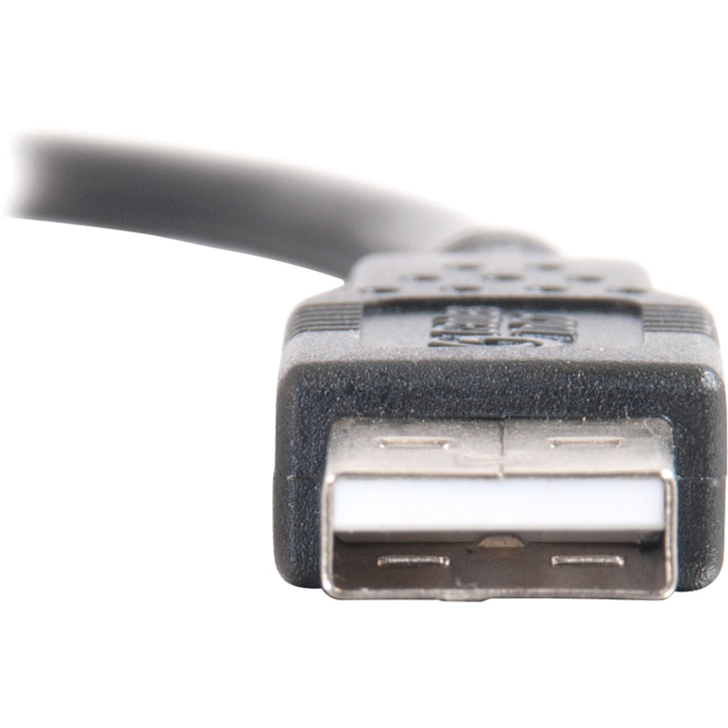 Extreme close-up of USB connector contacts and internal construction