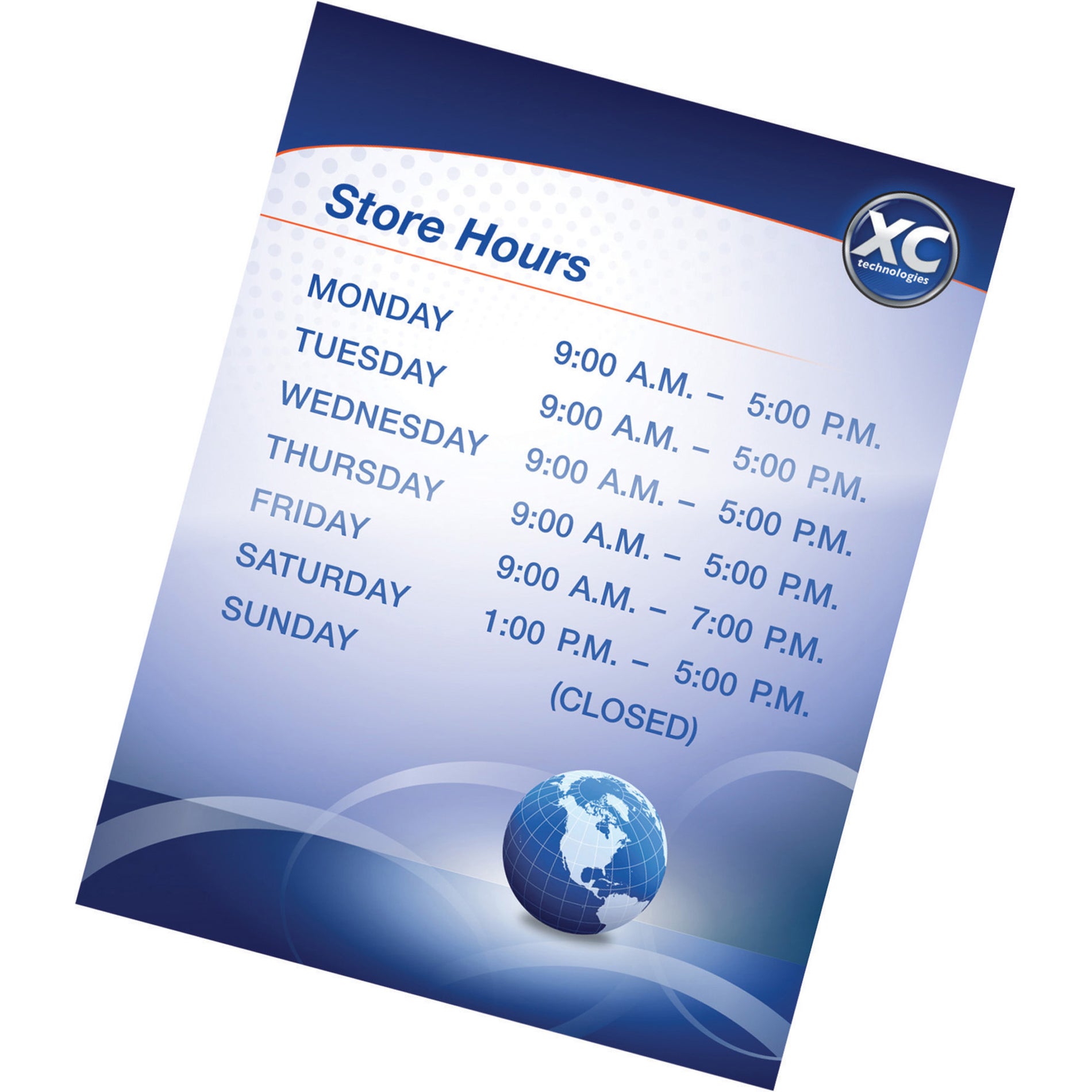 Store hours sign protected by lamination showing business operation times-alternate-image4