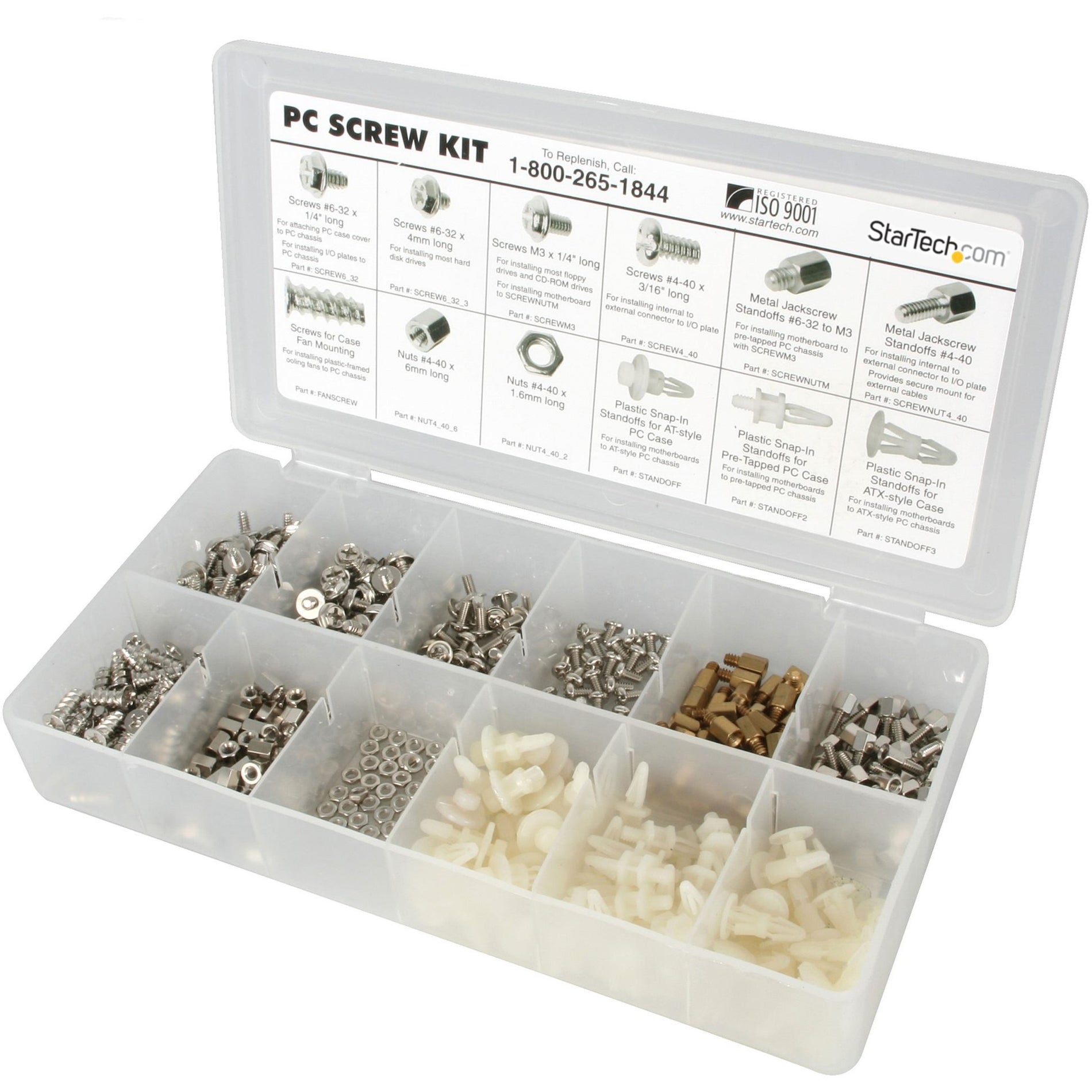 StarTech.com PCSCREWKIT PC Screw Kit - Screw Nuts and Standoffs, Assortment of 12 Common PC Screws