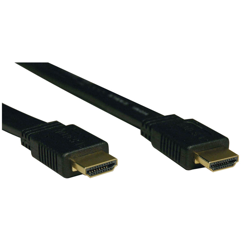 Tripp Lite flat HDMI cable with gold-plated connectors showing both male ends against white background