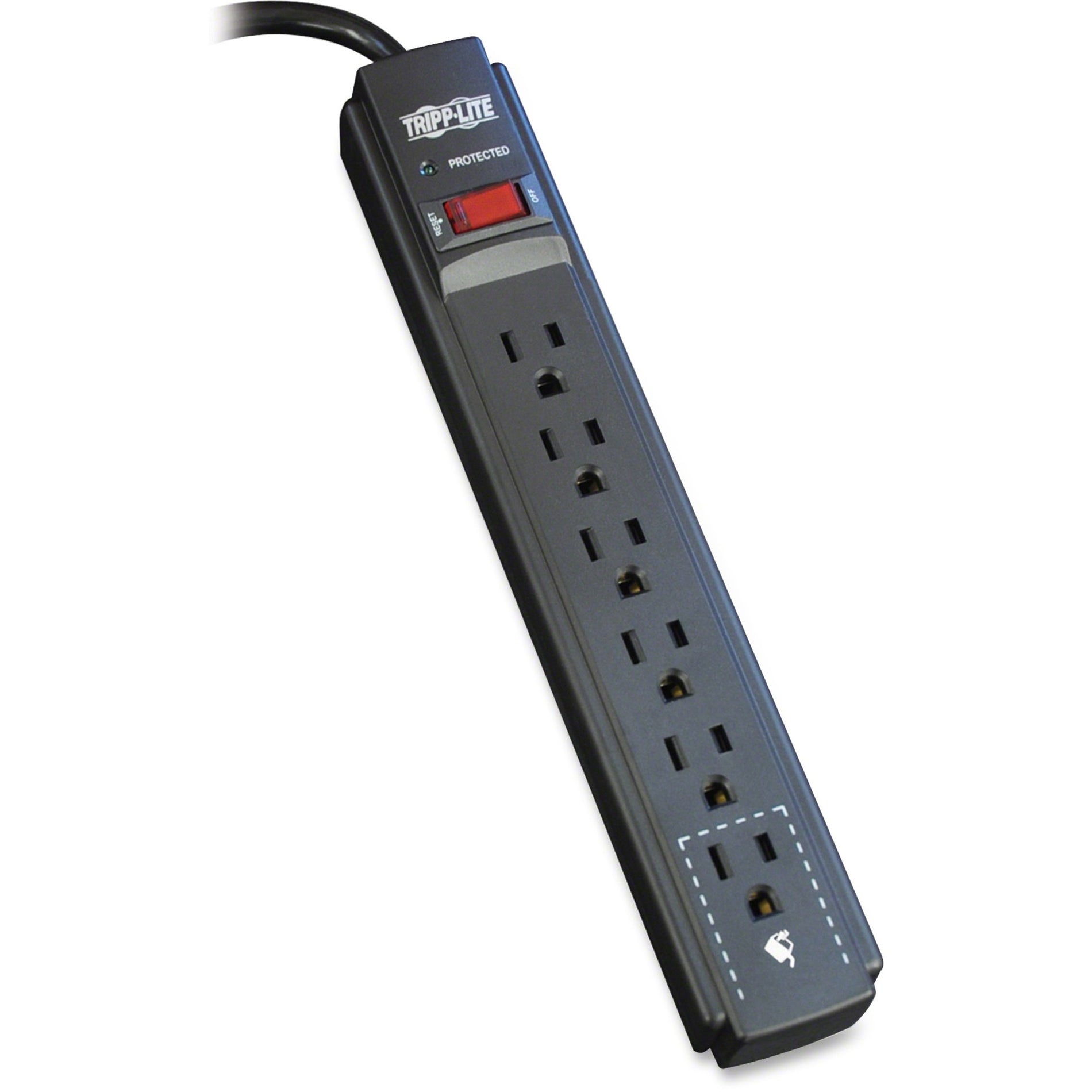 Tripp Lite TLP606B Protect It! 6-Outlet Surge Suppressor, 790 Joules, 6' Cord, Black