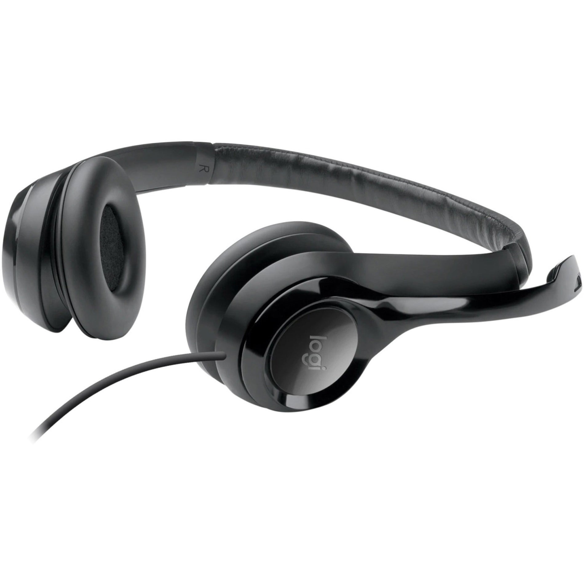 Angled view of Logitech H390 USB headset showing padded headband and ear cups-alternate-image4