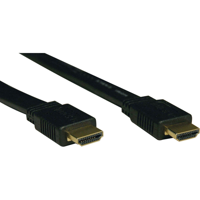 Tripp Lite 16ft flat HDMI cable with gold-plated male connectors shown at both ends against white background