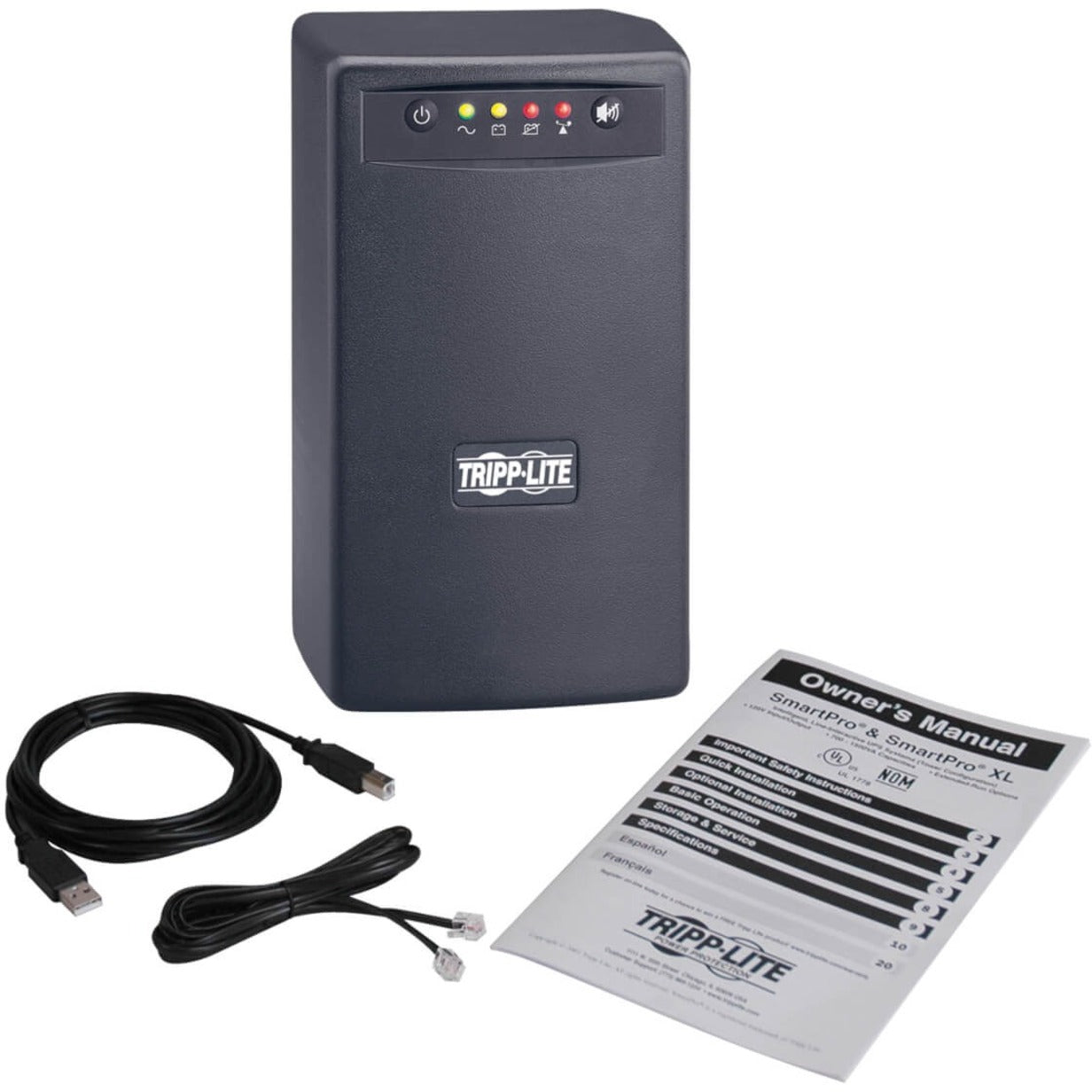 Tripp Lite SMART550USB SmartPro 550VA UPS Backup Time 30Min 6 Outlets Black  - Tripp Lite SMART550USB SmartPro 550VA UPS: Tripp Lite SMART550USB SmartPro 550VA UPS - Backup Time 30Min: Reserve-tijd 30 min - 6 Outlets: 6 stopcontacten - Black: Zwart