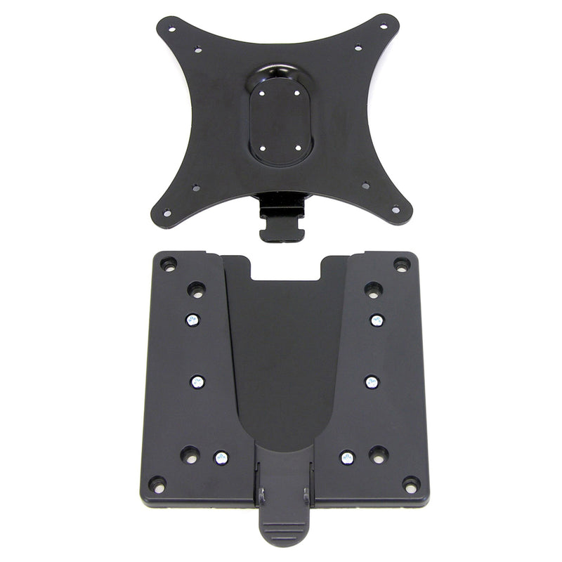 Ergotron Quick Release LCD Bracket showing two-piece mounting system with VESA-compatible mounting holes and quick-release mechanism