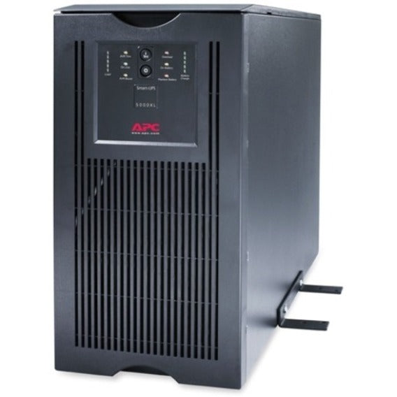 APC Smart-UPS in tower configuration showing vertical orientation and stabilizing brackets