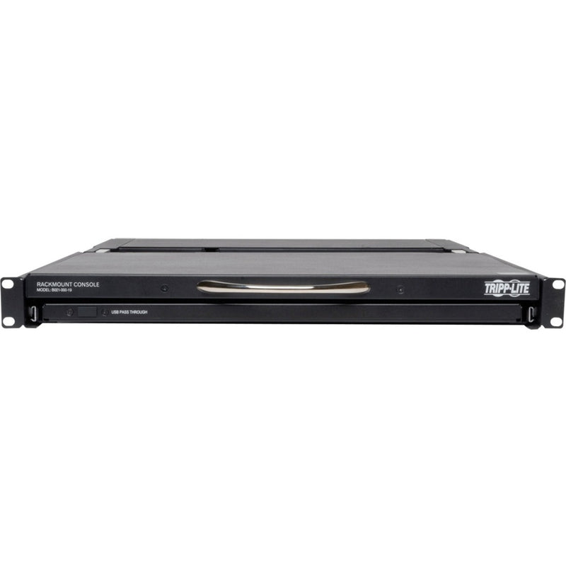 Front view of Tripp Lite B021-000-19 1U rackmount console showing handle and slim profile