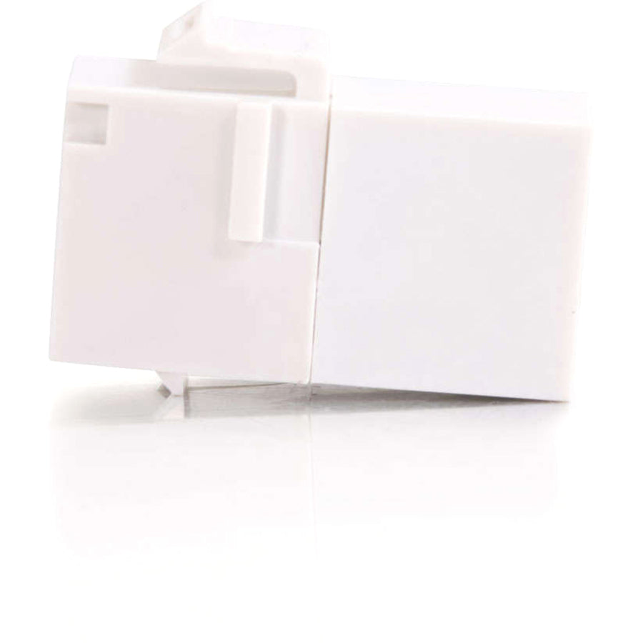 Side view of white RJ45 keystone coupler showing compact profile-alternate-image3