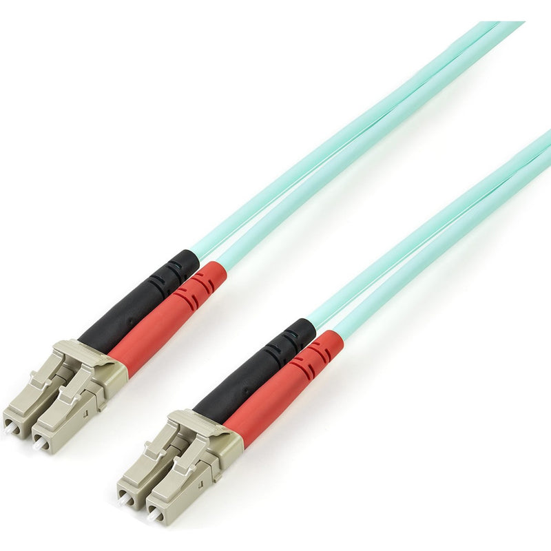 StarTech.com aqua multimode fiber patch cable with LC connectors showing both ends