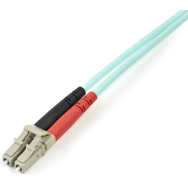 Close-up view of LC connector end of StarTech.com fiber patch cable showing connector detail