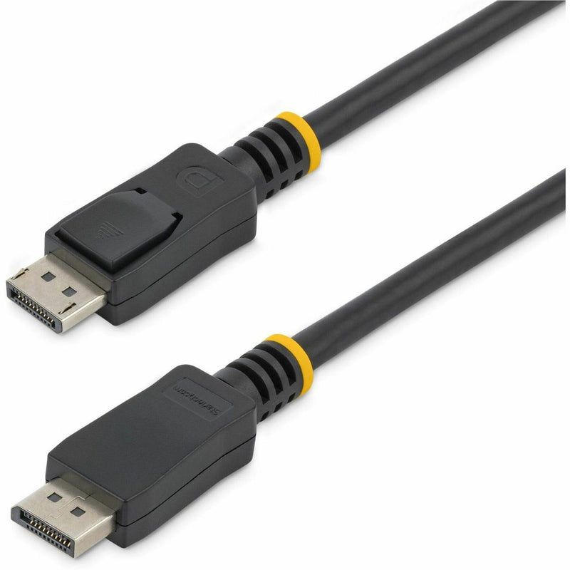 Close-up view of DisplayPort cable connectors showing gold-plated pins and strain relief design