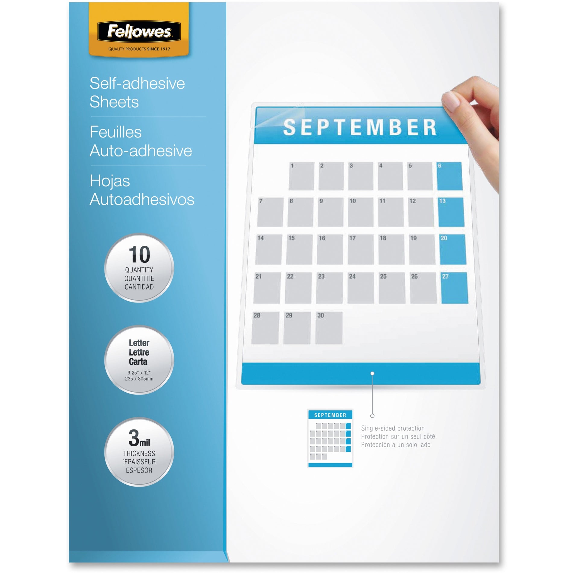 Close-up view of Fellowes laminating sheet package features and specifications-alternate-image2