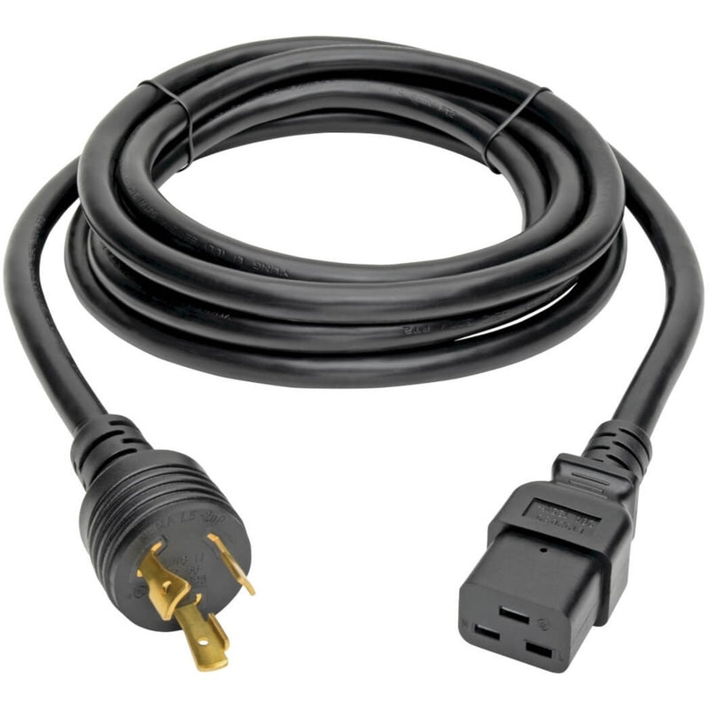 Full length view of Tripp Lite P045-010 power cord showing cable flexibility and length