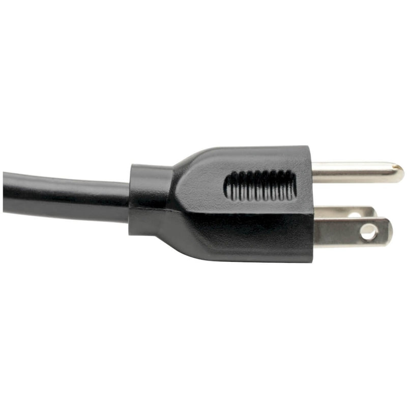 Detailed view of NEMA 5-15P plug on Tripp Lite P007-010 power cord showing contact design