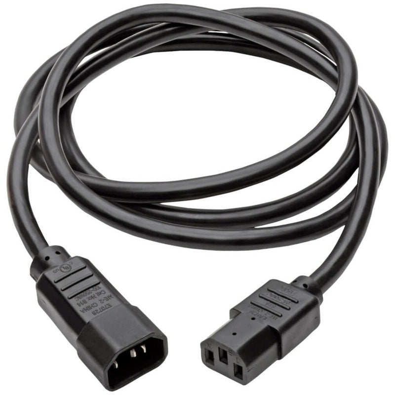 Full length view of Tripp Lite P005-010 power cable showing cable flexibility and both connectors